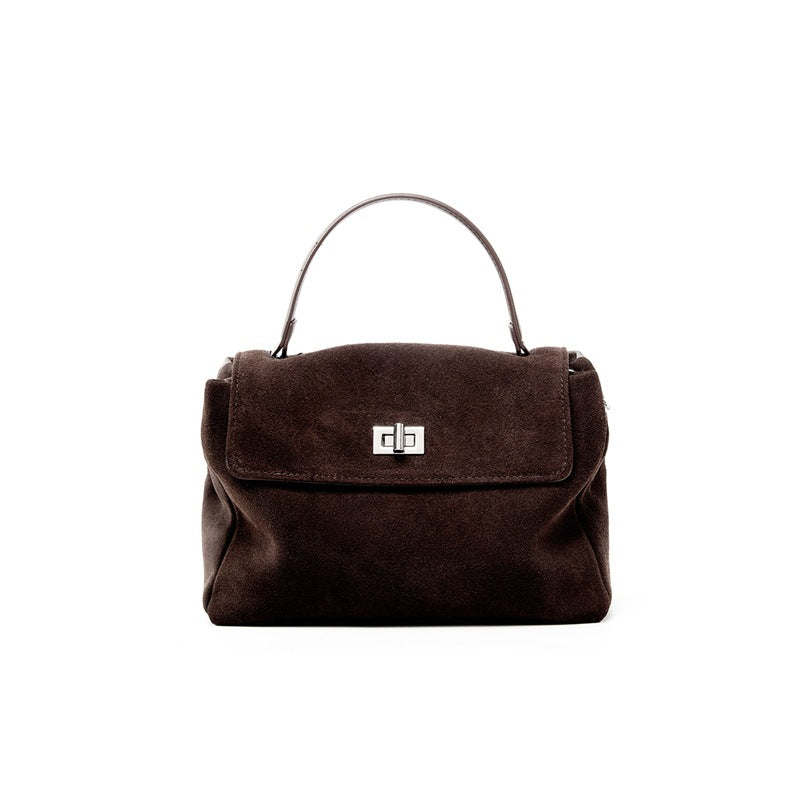 Damen samtige Handtasche mit edel glänzendem Verschluss Nord Taschen