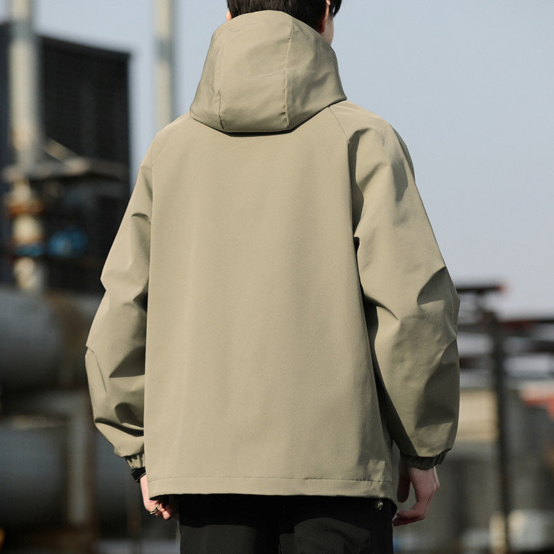 Herren Leichte Kapuzen-Utility-Windjacke mit großen Pattentaschen und elastischen Bündchen Nord Taschen