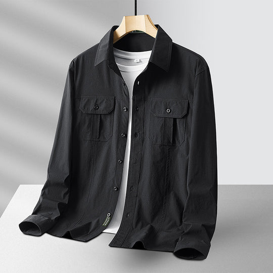 Herren Leichtes Utility-Overshirt aus Baumwollmix mit Brustklappen und entspannter Passform Nord Taschen