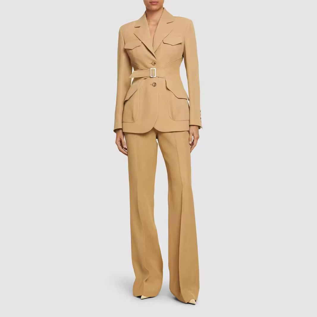Damen Zweiteiliger Hosenanzug im Tailoring mit tailliertem Blazer und weitem Bein Nord Taschen