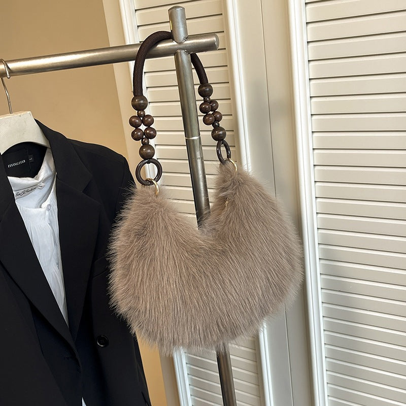Damen modische Taschenhandtasche mit luxuriösem Pelzbesatz Nord Taschen