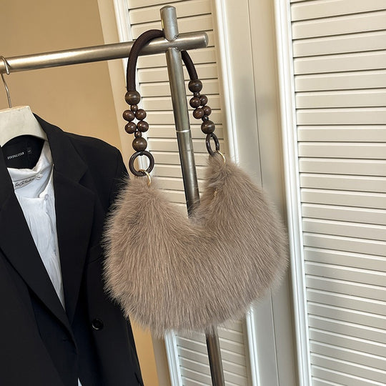 Damen modische Taschenhandtasche mit luxuriösem Pelzbesatz Nord Taschen