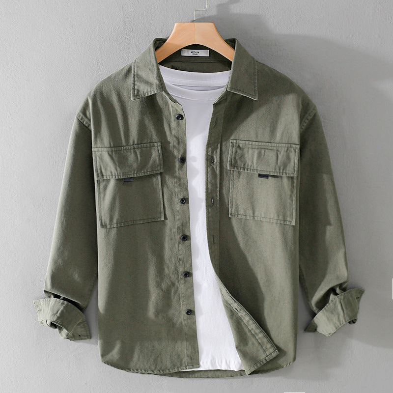 Herren Hemdjacke aus robustem Baumwolltwill mit zwei Brustklappen und Relaxed‑Fit Nord Taschen