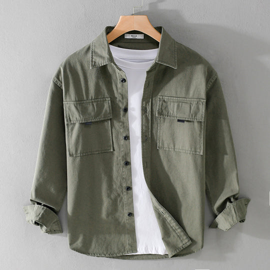 Herren Hemdjacke aus robustem Baumwolltwill mit zwei Brustklappen und Relaxed‑Fit Nord Taschen