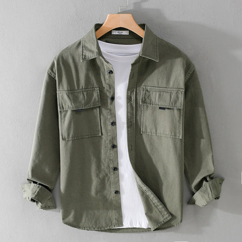Herren Hemdjacke aus robustem Baumwolltwill mit zwei Brustklappen und Relaxed‑Fit Nord Taschen