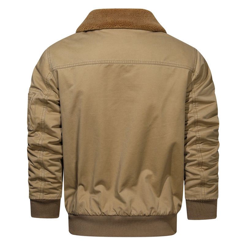 Herren Pilotenblouson im Canvas-Utility-Stil mit Sherpa-Kragen und Ärmeltasche Nord Taschen