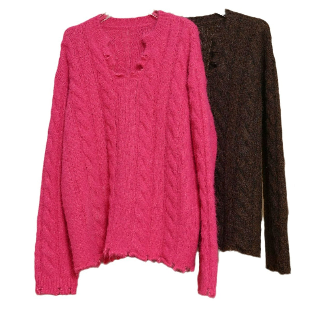 Damen Oversized Mohair-Optik Pullover mit flauschiger Struktur und Relaxed-Silhouette Nord Taschen
