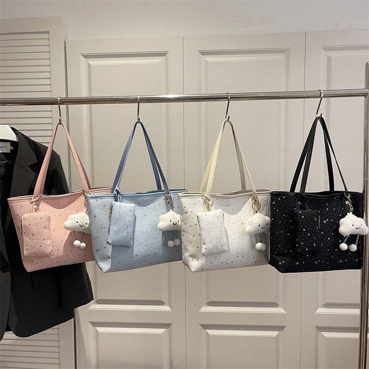 Damen große Tote Tasche mit funkelndem Sternendesign und abnehmbarem Kosmetiktäschchen Nord Taschen