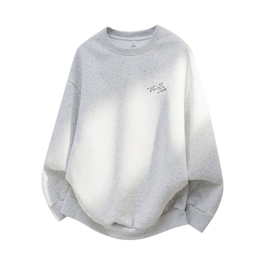 Unisex Oversize Baumwoll-Sweatshirt mit Rundhalsausschnitt, feiner Bruststickerei und elastischem Saum Nord Taschen