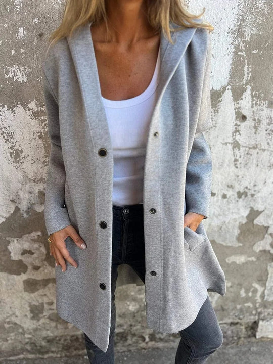 Damen Kapuzen‑Mantel mit Druckknöpfen und Oversize‑Silhouette Nord Taschen