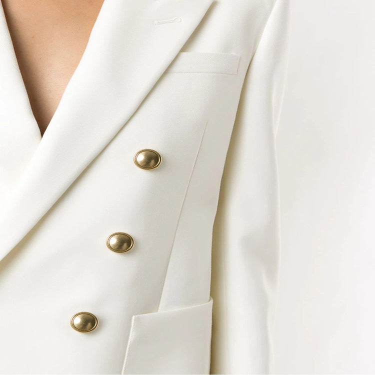 Damen Boxy-Zweireiher-Blazer im Clean-Tailoring mit strukturierten Schultern Nord Taschen