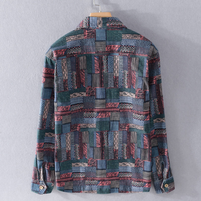 Herren Overshirt im Patchwork-Look mit aufgesetzten Brusttaschen Nord Taschen