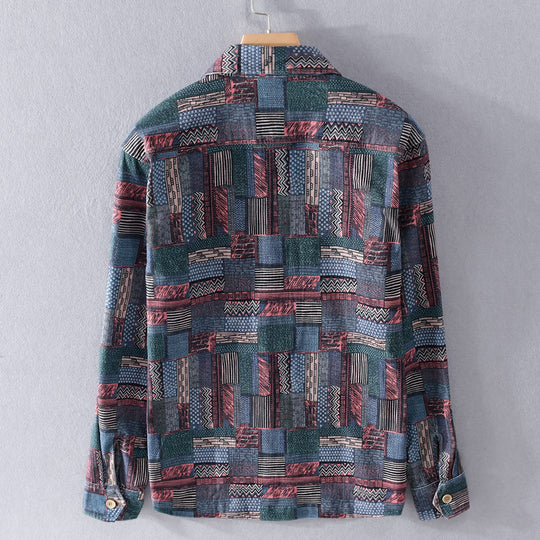 Herren Overshirt im Patchwork-Look mit aufgesetzten Brusttaschen Nord Taschen
