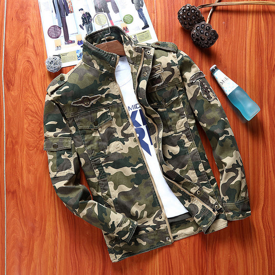 Herren Canvas-Fieldjacke im Military-Utility-Stil mit Schulterpatten und Mehrfachtaschen Nord Taschen