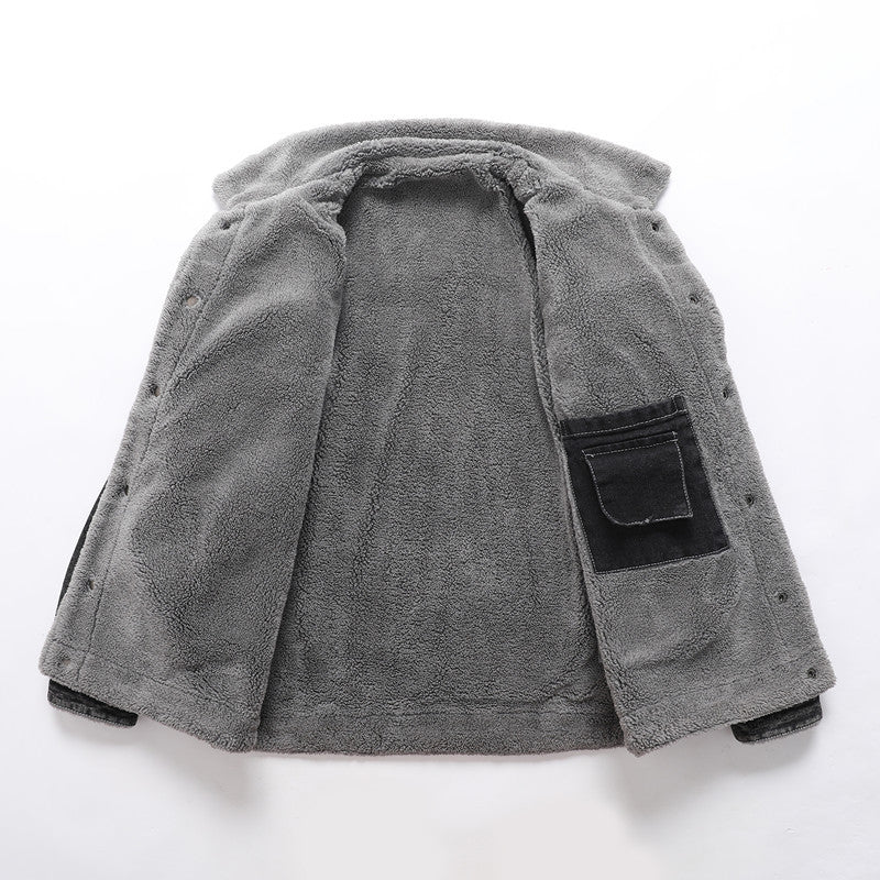 Herren Vintage Denimjacke mit Sherpa-Futter, Hemdkragen und funktionalen Taschen Nord Taschen
