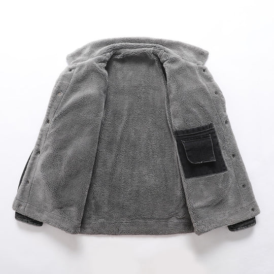 Herren Vintage Denimjacke mit Sherpa-Futter, Hemdkragen und funktionalen Taschen Nord Taschen