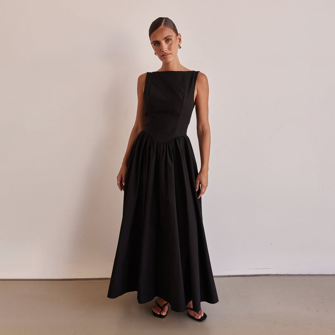 Damen Elegantes Maxi-Kleid mit breitem Rockansatz und taillierter Passform