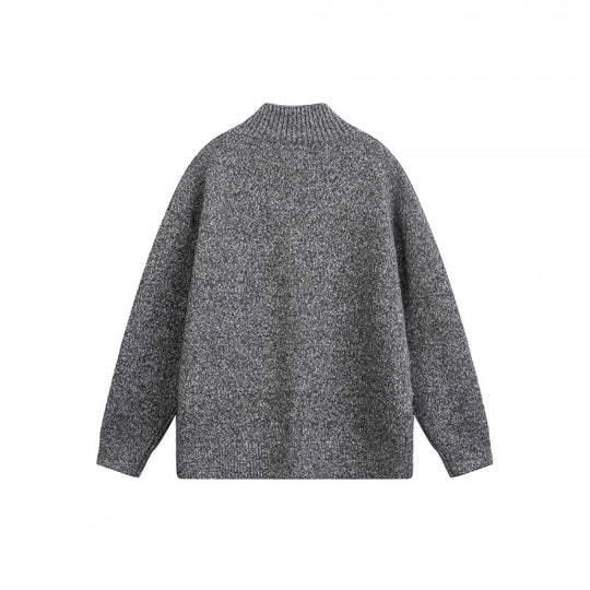 Unisex Grobgestrickte Oversize-Strickjacke mit Stehkragen und durchgehender Knopfleiste Nord Taschen
