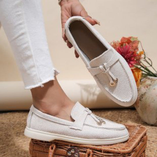 Damen nan elegante Mokassin-Loafer mit dekorativer Ringschlaufe, weichem Komfortfußbett und flexibler Leichtsohle Nord Taschen