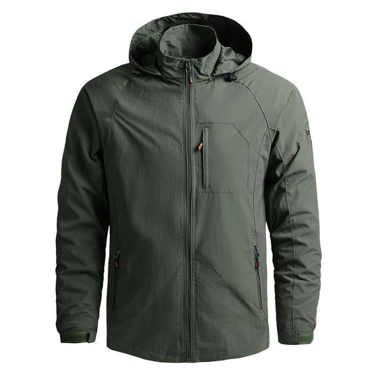 Herren leichte technische Kapuzen-Fieldjacke mit Brustreißverschluss und Multifunktions‑Taschen Nord Taschen