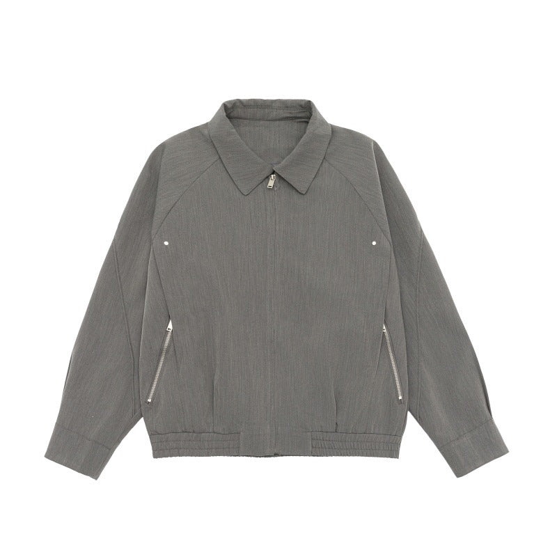 Herren Boxy-Übergangsjacke mit Hemdkragen, Raglanärmeln und Reißverschlusstaschen Nord Taschen