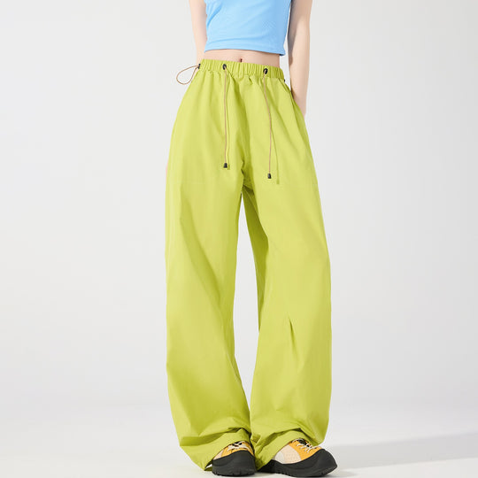 Damen Weite Nylon-Baggyhose mit elastischem Tunnelzugbund & Utility‑Taschen Nord Taschen