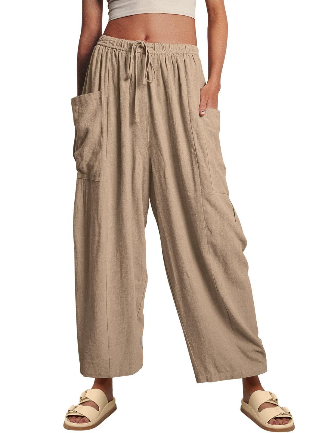 Damen Modische Leinenhose Nord Taschen