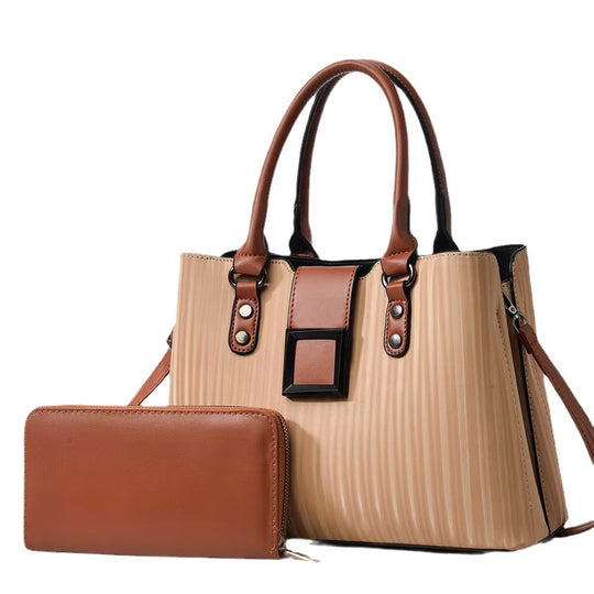 Damen elegante Handtasche mit Rippstruktur und praktischem Portemonnaie Nord Taschen