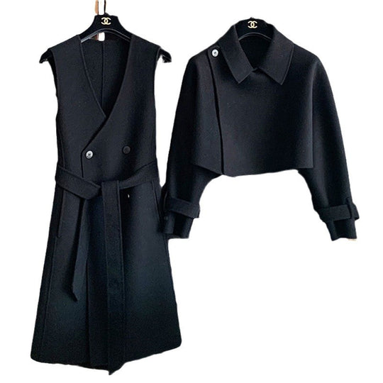 Damen Elegante Übergangsjacke mit Taillengürtel Nord Taschen