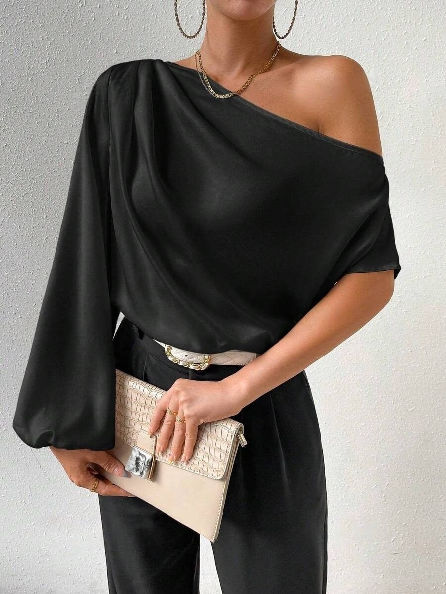 Damen elegante asymmetrische Bluse mit weiten Ärmel - Vittorelli
