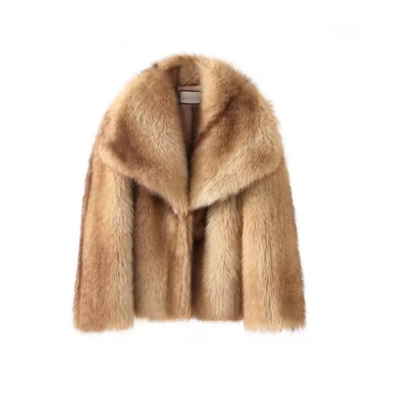 Damen Kurzer Plüsch-Kunstpelz-Bolero mit weitem Schalkragen und soften Hochflor Nord Taschen