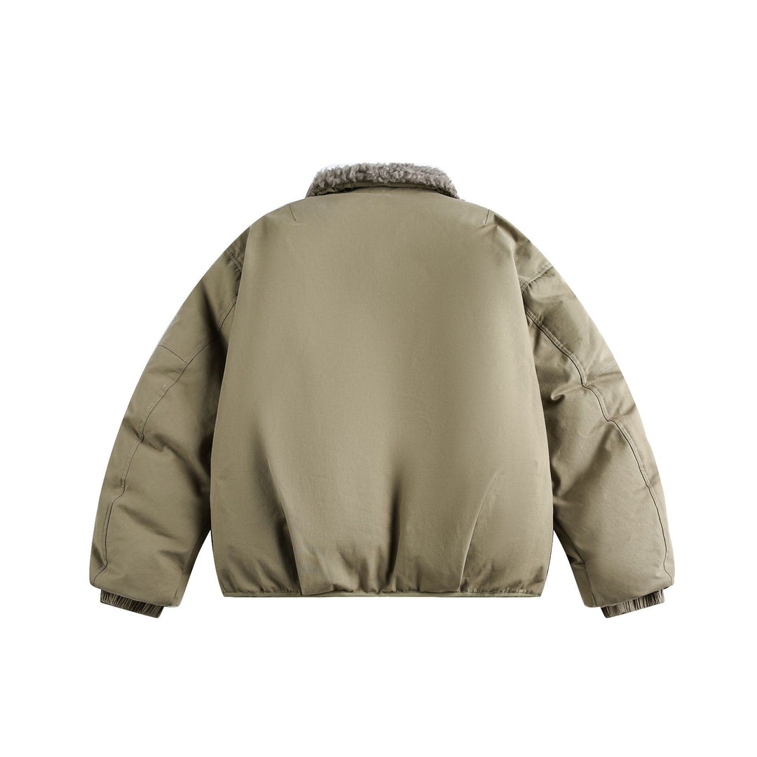 Herren Warm gefütterte Field‑Bomberjacke mit Lammfell‑Imitatkragen Nord Taschen