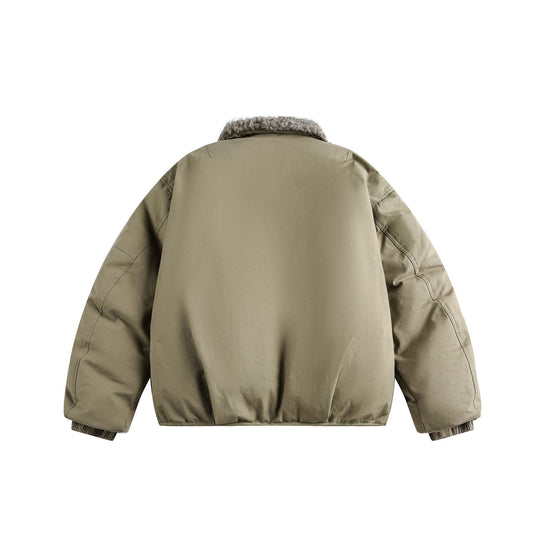 Herren Warm gefütterte Field‑Bomberjacke mit Lammfell‑Imitatkragen Nord Taschen
