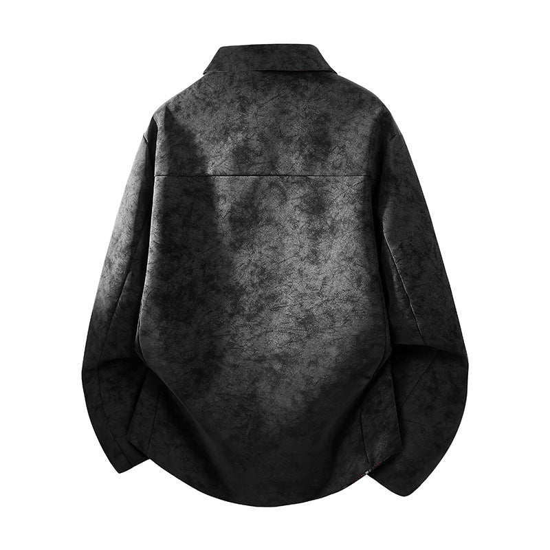 Herren Oversize Hemdjacke im Wildleder-Look mit karierter Flanell-Innenfütterung Nord Taschen