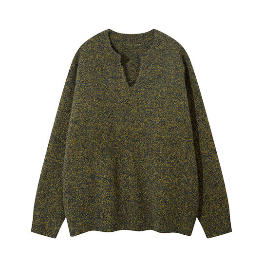 Unisex Oversize-Strickpullover mit kurzem V-Schlitzkragen Nord Taschen