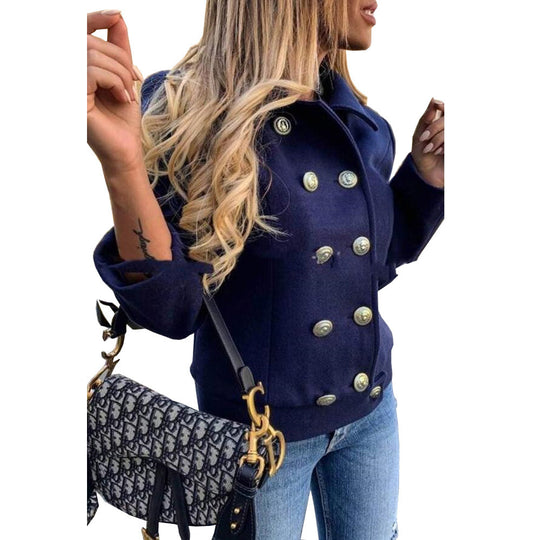 Damen Kurzmantel mit doppelreihigen Zierknöpfen und taillierendem Schnitt Nord Taschen