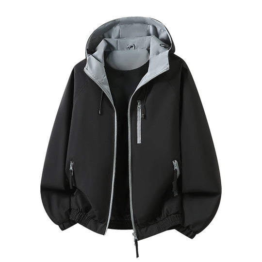 Damen Leichte Kapuzen‑Shelljacke im Urban‑Look mit kontrastfarbenem Futter, Reißverschlusstaschen und elastischem Bund Nord Taschen