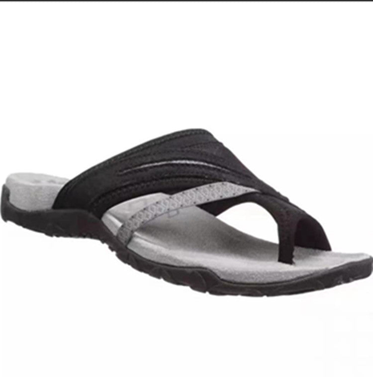Damen bequeme Zehentrenner-Sandalen mit anatomischer Fußbettgestaltung