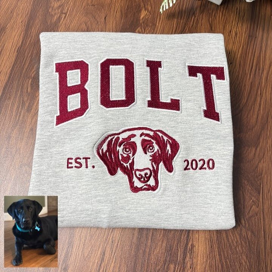 Unisex Besticktes College-Sweatshirt mit Hundeporträt und Vintage-Logo Nord Taschen