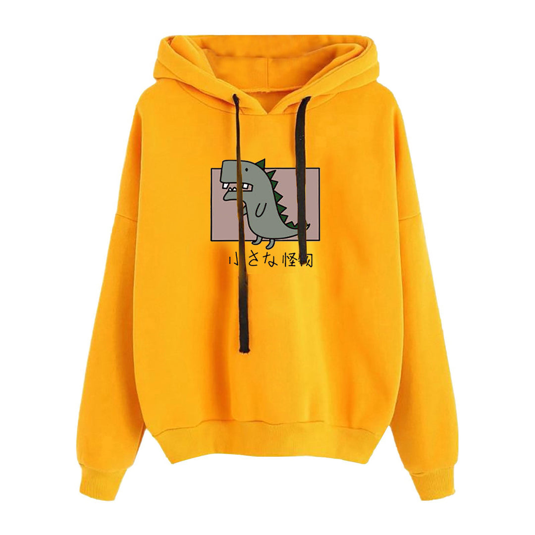 Damen nan kurz geschnittener Cropped-Kapuzenpullover mit niedlicher Frosch-Illustration und verstellbarer Kapuze Nord Taschen