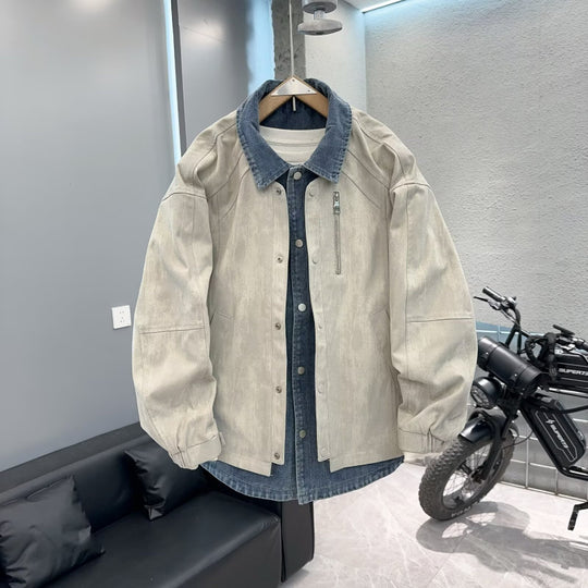 Herren Overshirt-Jacke mit Jeans-Innenblende und Reißverschluss-Brusttasche Nord Taschen