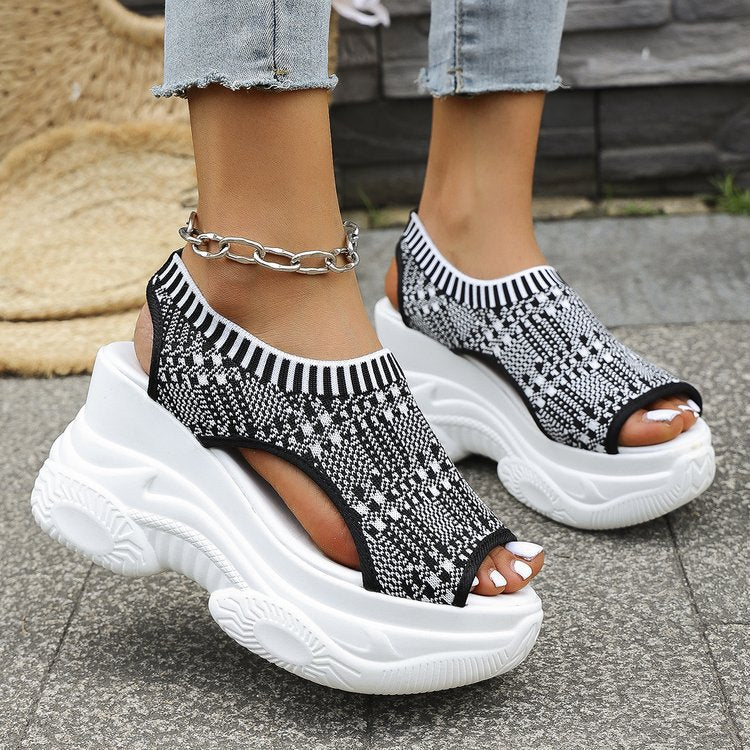 Damen Sneaker-Sandaletten mit atmungsaktivem Strickdesign und komfortablem Plateau Nord Taschen
