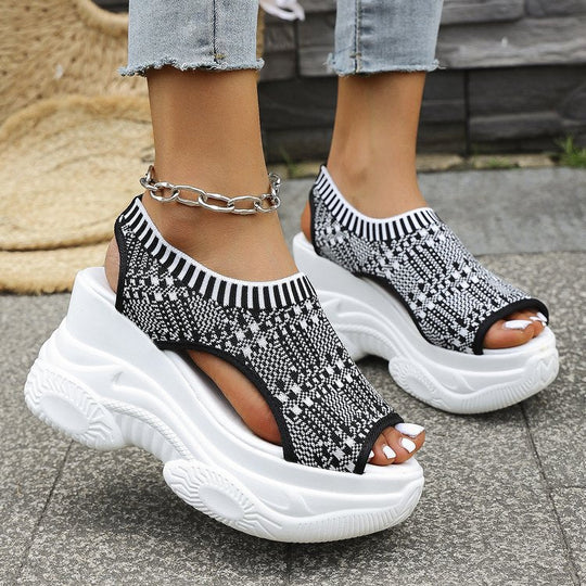 Damen Sneaker-Sandaletten mit atmungsaktivem Strickdesign und komfortablem Plateau Nord Taschen