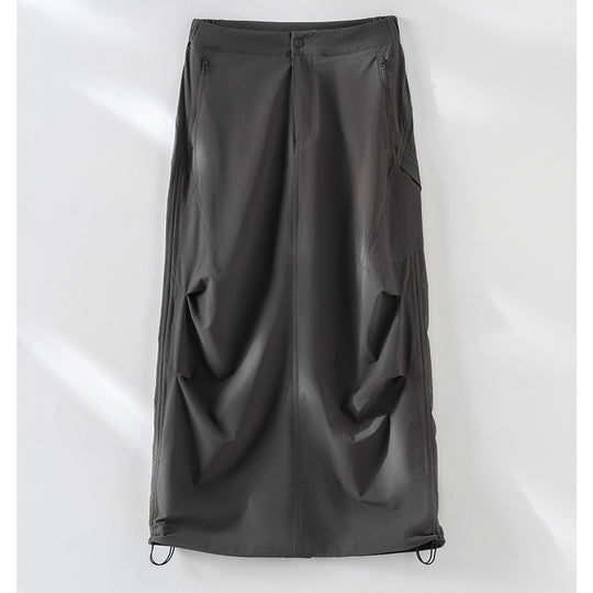 Damen Technischer Cargo-Midirock mit Tunnelzug-Saum und Reißverschlusstaschen Nord Taschen