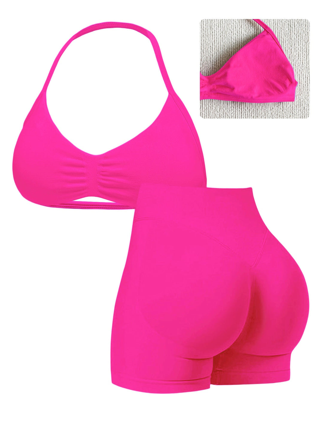 Damen Sport-Bikini-Oberteil mit hoch geschnittenen Shorts und nahtlosem Design