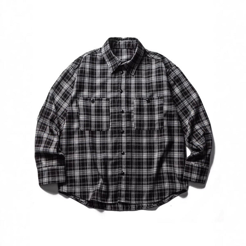 Herren Boxy-Karo-Workshirt aus weichem Flanell mit Doppelbrusttaschen Nord Taschen