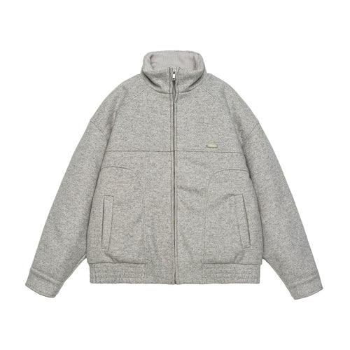 Herren Kurz geschnittene Boxy-Wollfleece-Jacke mit hohem Stehkragen und durchgehendem Reißverschluss Nord Taschen