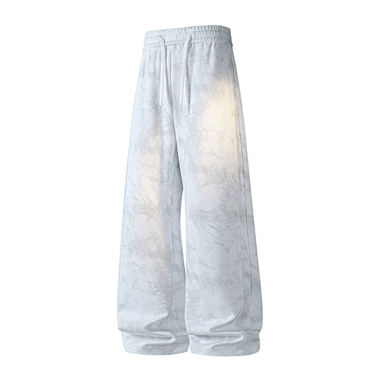 Damen Weite High-Waist Baggy-Sweathose mit Marmorier-Print, Kordelzug & elastischem Saum Nord Taschen