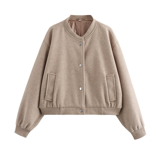 Damen 70+ kurze Wollmix‑Blousonjacke mit Reißverschluss, Hemdkragen und Pattentaschen Nord Taschen