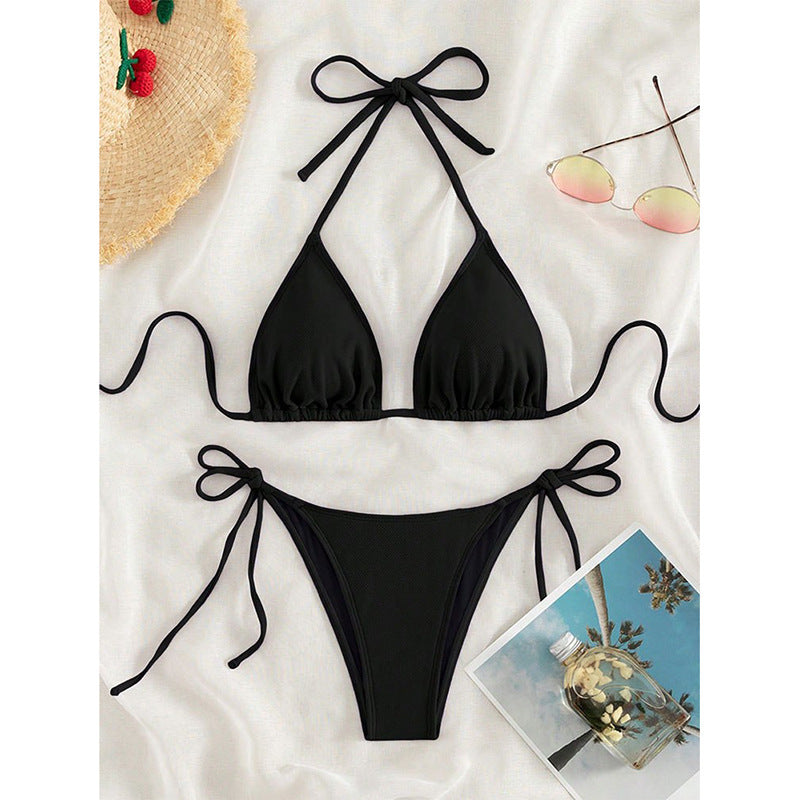 Damen Triangel-Bikini mit verstellbaren BindNord Taschenändern und seitlichen Schleifen